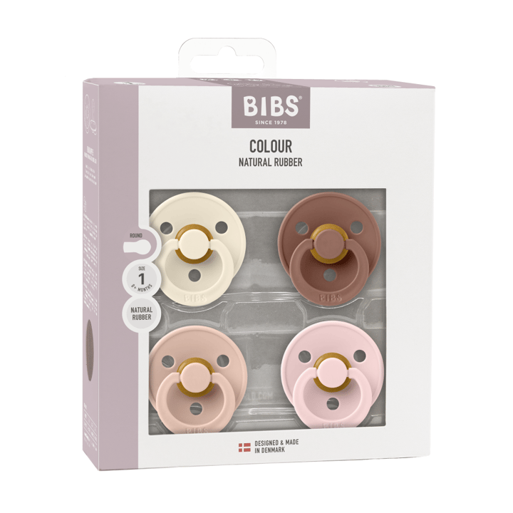 Nappar Colour 4-Pack Latex Rund - Ivory/Blush/Wood/Blossom BIBS
