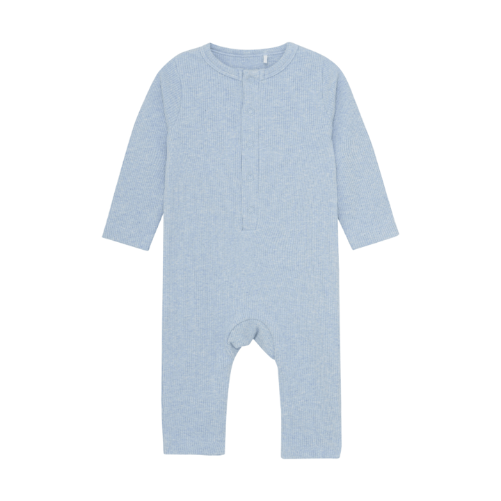 Långärmad Jumpsuit Ribbad - Blue Fog Melange Fixoni