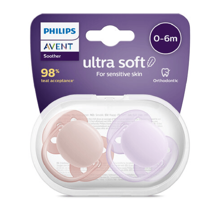 Napp Ultra Soft 2-pack 0-6 m - Rosa/Lila Philips Avent