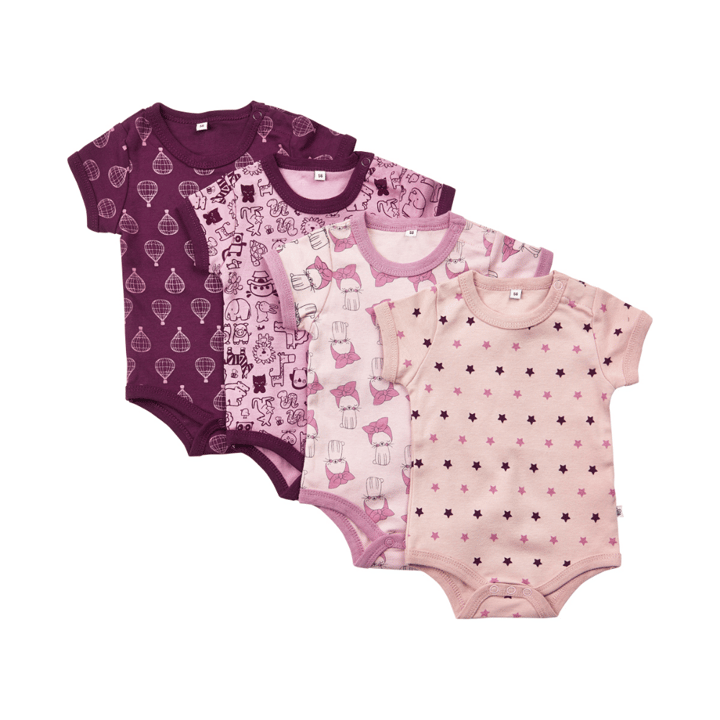 Kortärmad Body 4-pack - Lilac Pippi