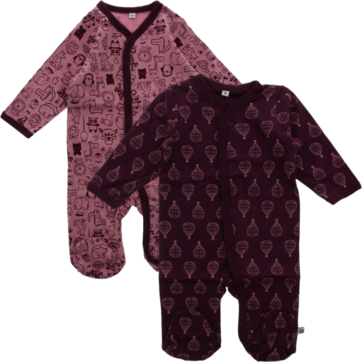 Långärmad Pyjamas med Fot 2-pack - Lilac Pippi