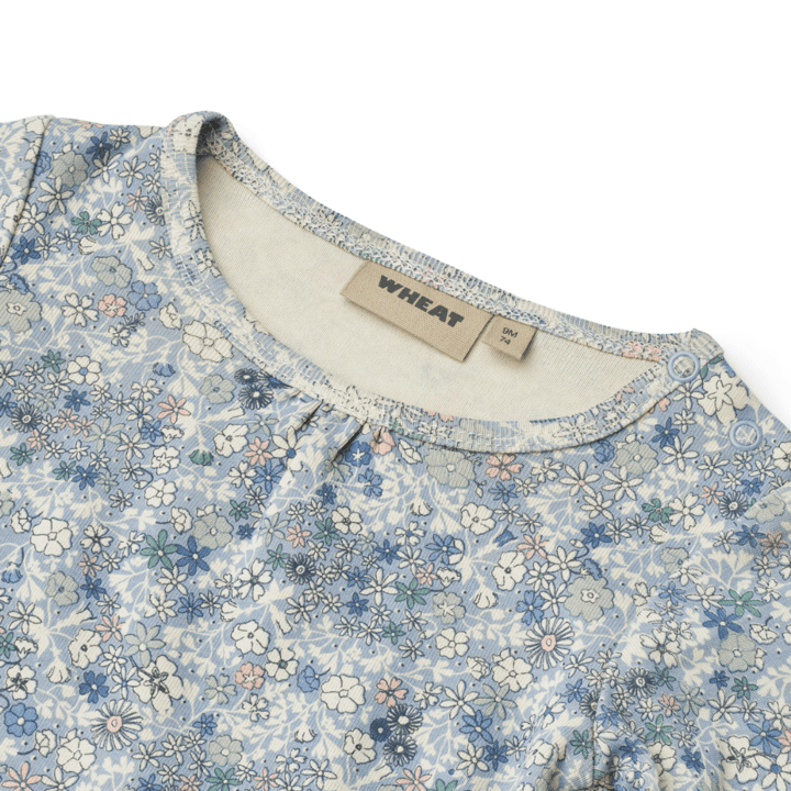 Långärmad Body Elmine - Blue Summer Flowers WHEAT